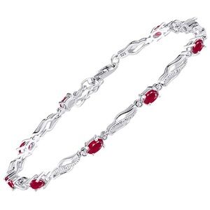 Genuine Ruby Diamond Tennis Bracelet